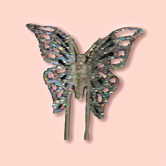Set of 3 sparkling butterfly vintage hair ornaments 5.5” long - Picture 2 of 3